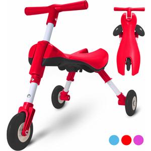 Tricycle for Toddlers 1-3 Years Old Foldable Tricycle for Toddlers Toddler Bike for Boys and Girls Easy to Ride and Steer No Assembly Needed Christmas, 1st Birthday Gifts Boy - Red - KIDRIM, Small