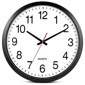Bernhard Products Black Wall Clock Silent Non Ticking - XL 18 Inch Quality Quartz Battery Operated Round Easy to Read Home/Office/Classroom/School Clock