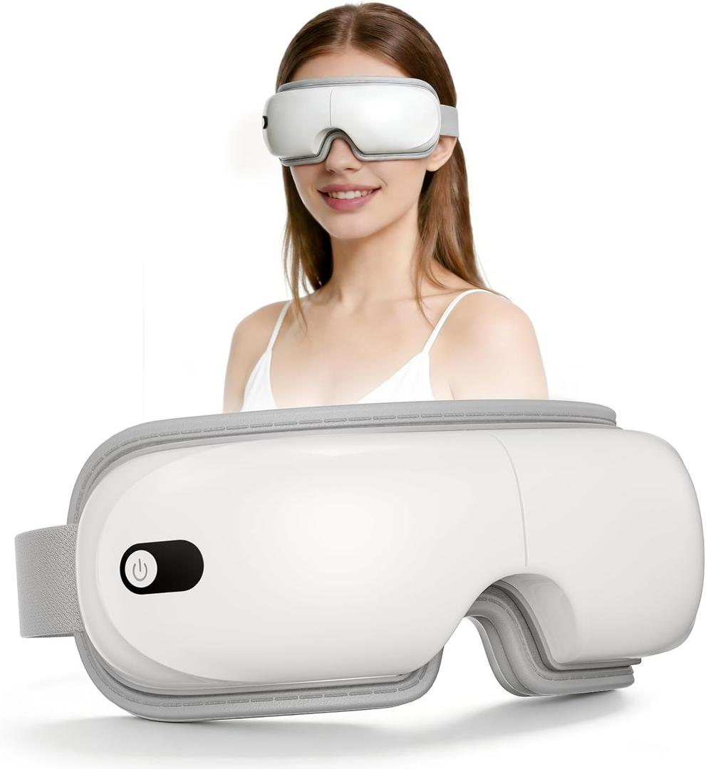 Pinailon Eye Massager with Heat, Massaging Eye Mask with Heating & Music, Facial Massager,Relaxing Eye Care Headache Massager Equipment for Migraines Relax Eyeris for Her Him