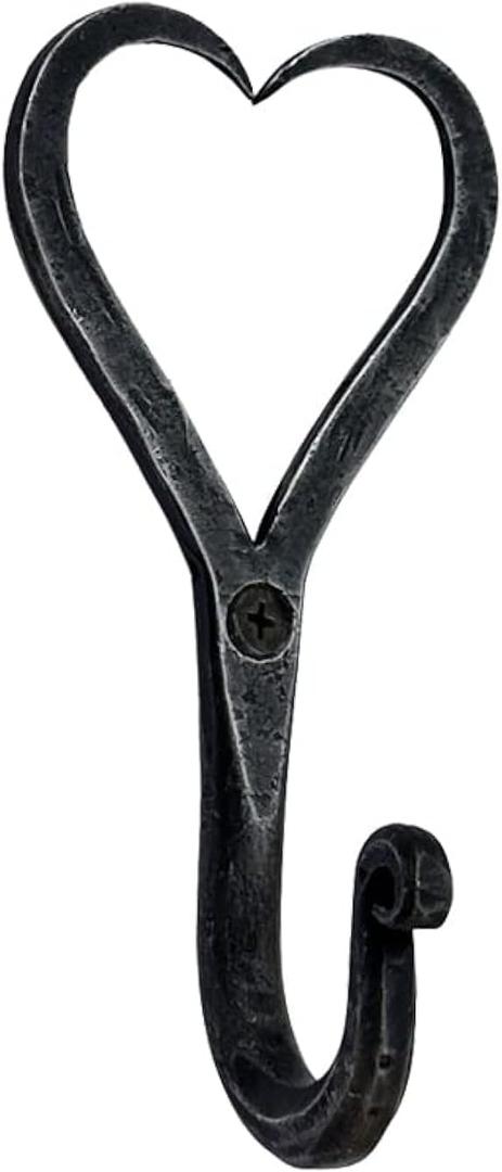 Hand Forged Heart Shape Metal Wall Hooks Wrought Iron Hook Blacksmith Vintage Wall Hook Handmade Wall Mounted Rustic Hooks For Office And Home Black Antique Finish Wall Hooks By Living Ideas