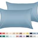 Warmstar 100% Cotton Toddler Pillowcase Set of 2, 600 Thread Count 13x18 Toddler Pillowcases Soft & Breathable, Cotton Travel Pillow Case Cover 13"x 18" with Envelope Closure, Placid Blue