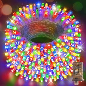 Hezbjiti Christmas String Lights Outdoor, 1000 LED 394ft 8 Lighting Modes Christmas Fairy Lights with Remote and Timer for Home, Birthday, Wedding, Party, Tree Decorations (1000 LED, Multicolor) (1000LED 403FT Clear Wire)