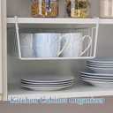 8 PACK Hanging Under Shelf Storage Basket Kitchen Cabinet Organizer Storage, Slides Under Wire Shelves for Counter Pantry Desk Bookshelf, White