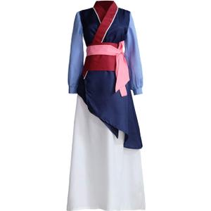 Angelaicos Womens Princess Mulan Costume Dress Chinese Heroine Party Ball Gown (Medium, Purple)