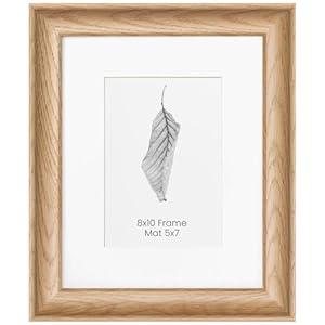 Acovy, 8x10 Frame 100% Natural Oak Wood Solid Wood with Mat for 5x7, HD Tempered Glass, 8x10 Wood Frame Poster Frame Picture Frame for Wall Display and Decor, 1 Pack