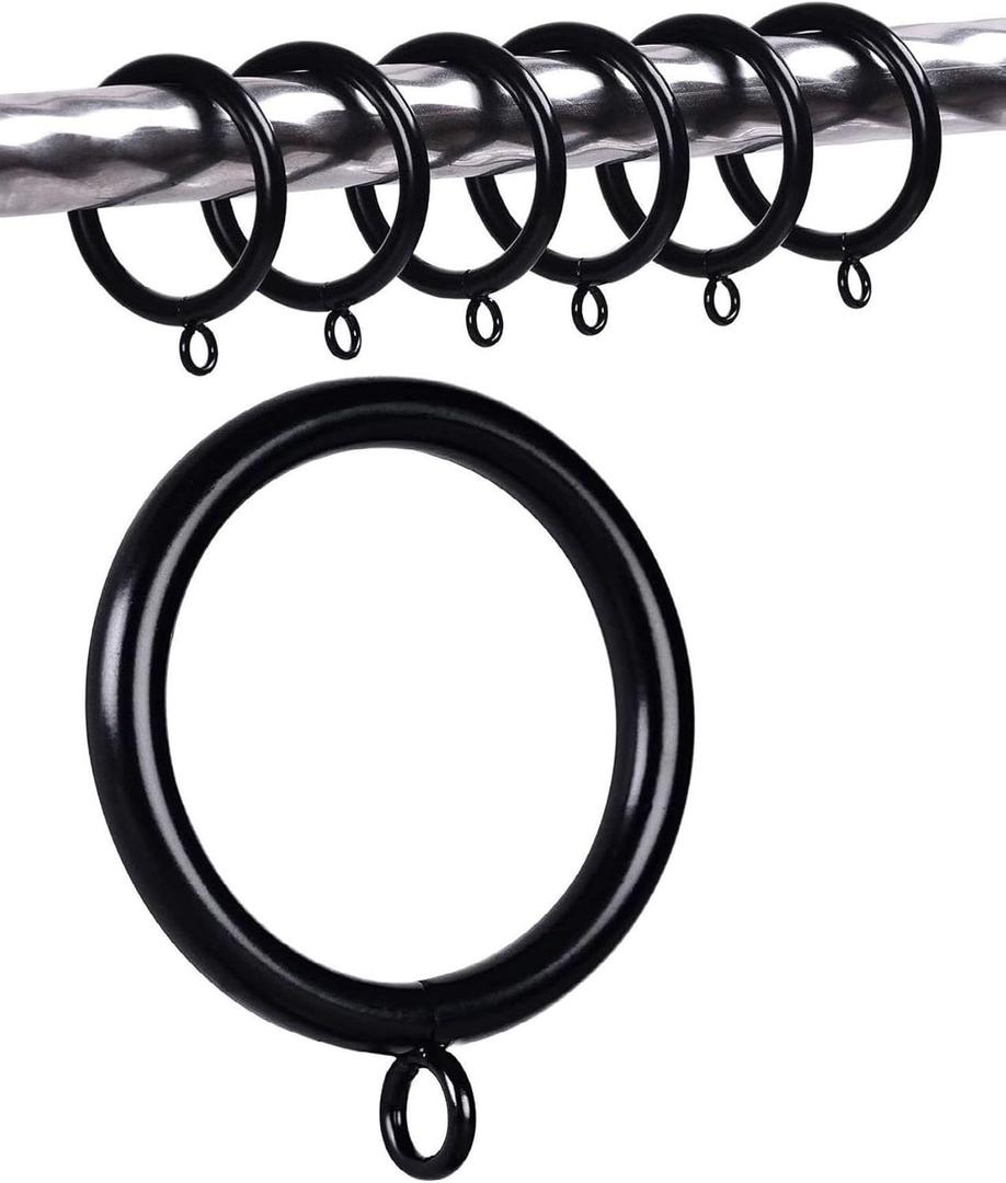1.5-Inch Inner Diameter Metal Curtain Rings with Eyelets,Fits Up to 1 1/4-Inch Rod Wire Diameter 4.5mm (Black-48pcs)