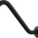 NearMoon J Shaped Shower Extension Arm, Stainless Steel Shower Head Height Extender with Flange, Riser Pipe Design for Cozy Shower Experience, Standard 1/2" Connection (12 Inch, Matte Black)