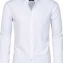 Alimens & Gentle Stain Sheild Dress Shirts for Men Slim Fit Mens Dress Shirts Long Sleeve Button Down Shirt Men Shirts, White, Size XL