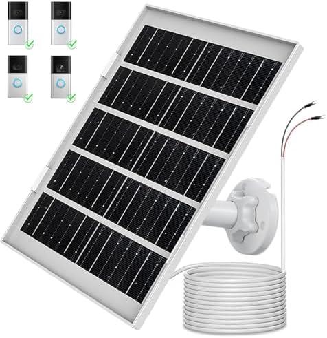 8W Solar Panel Charger Compatible with Ring Video Doorbell 3/3 Plus/4, Battery Video Doorbell Plus, Doorbell 2K Camera, 13ft Waterproof Charging Cable, 360°Adjustable Mount