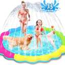 Raxurt Dog Splash Pad, 75in Anti-Slip Dog Pool Splash Pad for Dogs Kids 0.55mm Thickened Durable Bath Pool Pet Summer Outdoor Water Toys Backyard Fountain Play Mat, Colorful