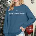 ALLTB Christian Christmas Sweatshirt Women: Christmas Religious Graphic Shirt Xmas Holiday Pullover Tops (Blue, S)