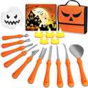 25PCS Halloween Pumpkin Carving Kit, Professional Heavy Duty Stainless Steel Tools, Pumpkin Carving Tool Set with Stencils for Adult, Pumpkin Cutting Knife Supplies for Halloween Decoration