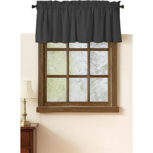 Native Fab 2 Pack Valance Curtains Set for Windows - Rod Pocket - Semi Sheer - Short Curtain for Kitchen, Cafe, Dining Room, Bathroom, Basement - 54"x18" - Grey