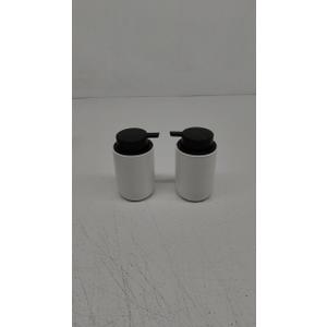 BosilunLife White Soap Dispenser Set - 2 Pack 12oz Ceramic Dish Soap Dispenser with Rust Proof Pump for Kitchen, Hand Soap and Lotion Set Suitable for Farmhouse Bathroom Decor with Waterproof Labels