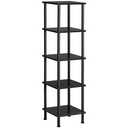 HOOBRO 5-Tier Corner Shelf Stand, Corner Square Rack Display Shelf, Tall Storage Rack Plant Stand, Corner Bookcase for Small Spaces, Living Room, Home Office, Kitchen, Black BK50CJ01