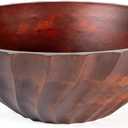 Folkulture Natural Ribbed Salad Bowl | 11 Large Mango Wood Serving Bowl for Salad, Fruit & Pasta | Decorative Wooden Bowl for Kitchen Island, Dining Table & Entertaining
