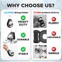 2 Pack AirTag Holders with Keychain - Secure Airtag Lock Case with Wire Cable Compatible with Apple AirTags for Keys, Luggage, Dog Collar, Backpack & More (Black)