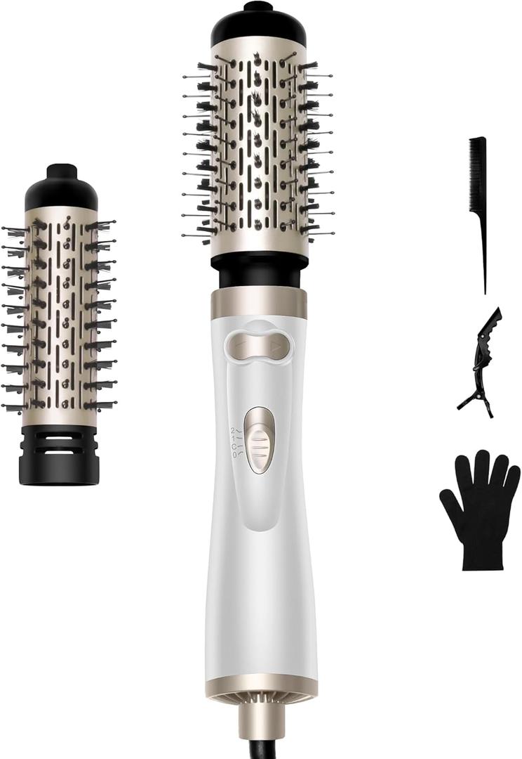 3 in 1 Rotating Hair Dryer Brush, Auto Rotating Blow Dryer Brush Spinning with 2 Brushes (2" & 1.5"), Negative Ionic Brush Blow Dryer, Round Brush Blow Dryer Volumize Curling 100-120V