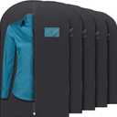 40" Black Garment Bags Suit Bag for Travel & Clothing Storage of Dresses, Shirts, Fur Coats, Jackets & Dance Costumes - Hanging Suit Cover for Men & Women Closet Storage Garment Protector (Black - 5 Pack (40")