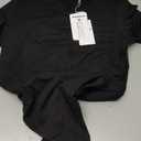 QINSEN Black Bodysuit for Women Crewneck Short Sleeve Thong Double Lined Shirt Tops M