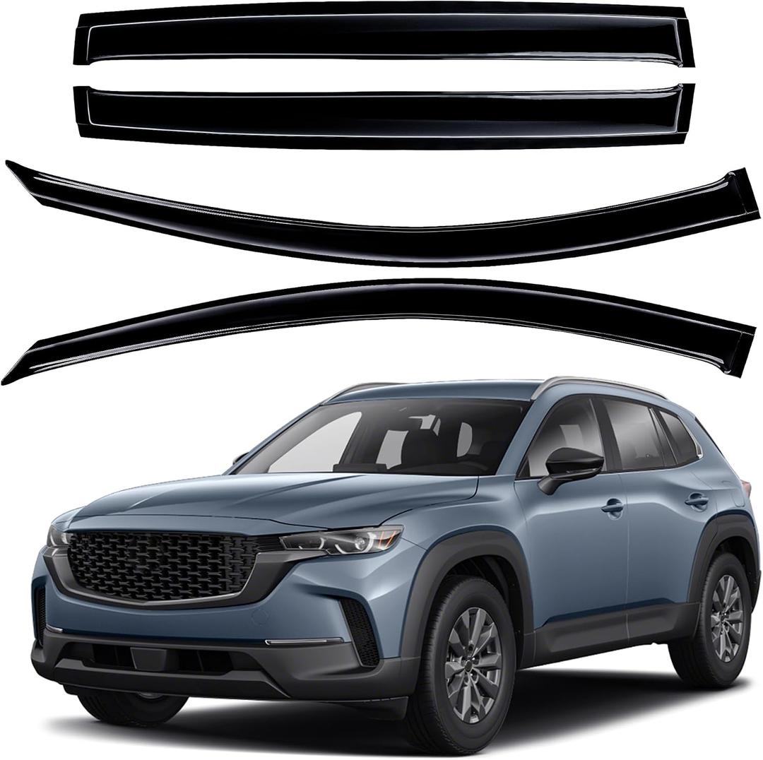 AUXKO Window Rain Guards for Mazda CX-50 2026 2025 2024 2023, Tape-On Shatterproof Sun Smoke Vent Visors Accessories - Outside Easy Install Side Window Wind Deflectors & Visors Black