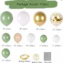 Avocado Green White Gold Balloons Garland Arch Kit, 117Pcs Sage Green Latex Balloons Different Sizes 18 12 10 5 Inch for Birthday Baby Shower Gender Reveal Wedding Party Decoration (Avocado Green)