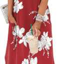 WIHOLL Women's Summer Short Sleeve Dresses Maxi Dress Vacation Beach Sundresses 2026 with Pockets (Red, XL)