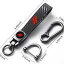 Carbon Fiber Style Genuine Leather Car Keychain Keyring Accessories for Challenger Dakota Charger SRT 392 Avenger Durango (//)