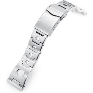 MiLTAT 22mm Rollball Watch Band Universal Straight End, 316L Stainless Steel Brushed V-Clasp