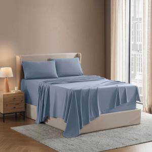 Nestl Queen Sheet Set - Luxury 1800 Ultra-Soft Microfiber Bed Sheets - Double Brushed - Deep Pockets - Easy Fit - 4 Piece Set - Bedding Sheets & Pillowcases (Queen, Stone Blue)