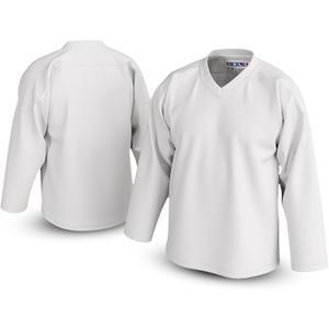 Essential Blank Hockey Jersey with Stripes Stitched Letters, Breathable Mesh, Durable Polyester, Adult (3X-Large, White)