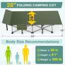 ZENPETIO Camping Cot for Adults - Heavy-Duty Cot Bed with Mattress, Portable Sleeping Cots for Outdoor Indoor, 1200D Oxford Folding Cots for Home Travel, Max load 500LBS, Fits People up to 6'3", Green, Basic - 75x28x15"