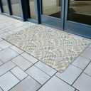 Vintage Leaf Botanical Door Mat, Boho Abstract Doormat for Indoor Outdoor Entrance Porch, Mid Century Modern Welcome Mats for Front Door, Boho Leafy Bathmat Rug for Bathroom, 17x30 Inches (Grey)