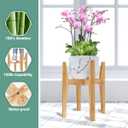 Rnined Plant Stand Indoor, Bamboo Plant Shelf, Adjustable Corner Plants Flower Holders Single Floor Plant Stand, Fits 8 to 12 Inches Pots,(Pot & Plant Not Included)(Nature)