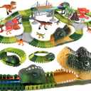 Valentines Day Gifts for Kids, Dinosaur Train Set,Boys Valentine Gifts Dinosaur Train Toys, 360 Electric Climbing Dinosaur Car Race Tracks with Sound and Lights, Race Train Track Toy Birthday (96Pcs)