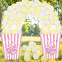 Sosation 2 Pack Giant Popcorn Box Prop Cardboard Stand up with Balloons Movie 3D Popcorn Bucket Decoration Large Carnival Circus Decorations Arch Kit for Movie Night Themed Birthday Party (Pink)