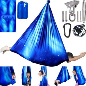 Sensory Swing for Kids Indoor/Outdoor Double Layer Therapy Cuddle Swing with 360 Swivel Hanger Kit - Adjustable for Child & Adult with Aspergers/Autism (Star Blue)