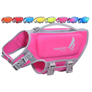 VIVAGLORY Dog Life Vest High Buoyancy Dog Swim Vest, XS, Pink | Life Jacket with Handle & Leash Ring for Boating & Swimming, Sturdy High Visibility for Cat Doggy Puppy, XS