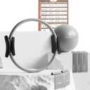 PhysKcal Pilates Kit, 15-Inch Pilates Ring with 1x Core Ball, 3X Resistant Loops and 2X Flex Bands, Home Pilates Equipment Set and Mat Pilates Essential Kit (Mist)