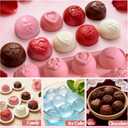 2PCS Valentine Chocolate Molds Round Heart Silicone Mold Non-Stick Love Rose Silicone Chocolate Bomb Molds for Baking Chocolate,Mini Cakes,Candy,Gummy, Ice Cubes