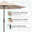 JEAREY 10FT Outdoor Patio Umbrella Outdoor Table Umbrella with Push Button Tilt and Crank, Market Umbrella 8 Sturdy Ribs UV Protection Waterproof for Pool, Garden (Beige)