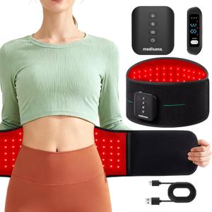 Medisana 3-in-1 Red Light Therapy Belt, Cordless Infrared Red Light Therapy for Body with Multi-Mode Red Light/Pulse/Heat/Vibration - 660nm/850nm for Muscle Pain Relief, Portable for Waist Back Knee