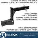 Blue Ox BX88340 8 Rise/Drop Receiver 2" Receiver | Holds Up to 10,000 lbs | Built-in Anti-Rattle Bolts | Must be Used in a Level Position
