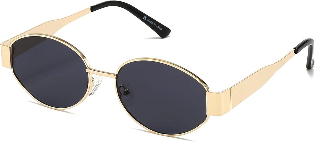 Trendy Oval Sunglasses for Women, Stylish UV400 Sun Glasses, Fashion Accessories  Perfect Mothers Day Gifts Idea (Gold/Grey)
