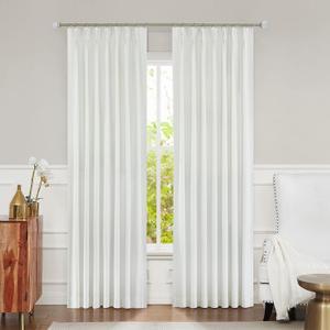 Cream Pinch Pleated Blackout Curtain Panel for Bedroom Living Room Window Treatment Thermal Insulated Room Darkening Drapes 95 Inches Long with 9 Hooks (Ring not Include), 40"x95"x2