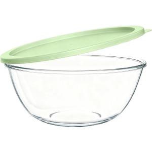 4.7 Qt Extra Large Glass Mixing Bowls, Clear Glass Bowl with Lid, Big Salad Bowl for Salad Fruit Bread Storage