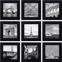 eletecpro 4x4 Picture Frames Set of 9 Classic Gallery Wall Frame Set Displays 4x4 Photo without Mat Square Picture Frames Collage Wall Decor, Black Modern Home Decor for Hanging