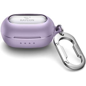 SURITCH Case for Raycon Everyday Earbuds Classic Headphones, Shockproof Magnetic Case for Raycon Bluetooth Headset True Wireless Earbuds, Protective Cover with Magnetic Lid Lock & Carabiner, Purple
