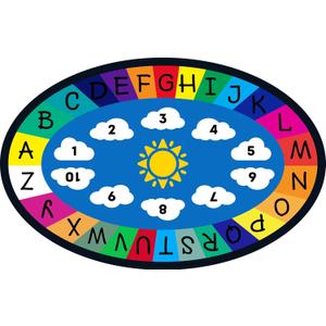 Genki Kids Oval Playroom Rug, ABC & Numbers Learning Carpet, 3'3"x4'11"