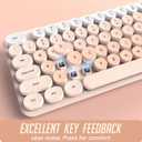 Wireless Keyboard and Mouse, Silent Keyboard Mouse Combo, Full-Sized Colorful Typewriter Keyboard with Round Keycaps, 2.4G Cute Mouse Compatible with PC/Laptop/Computer(Milk Tea)